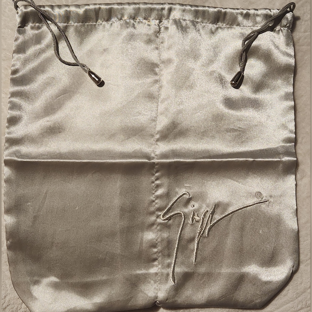 Jennifer Lopez Silk Drawstring Silver Bag with Signature Logo